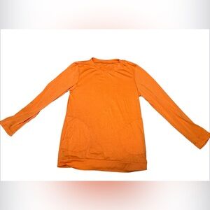 Girls Long Sleeve Orange Tunic Tee – Size 8/10 with Front Pockets